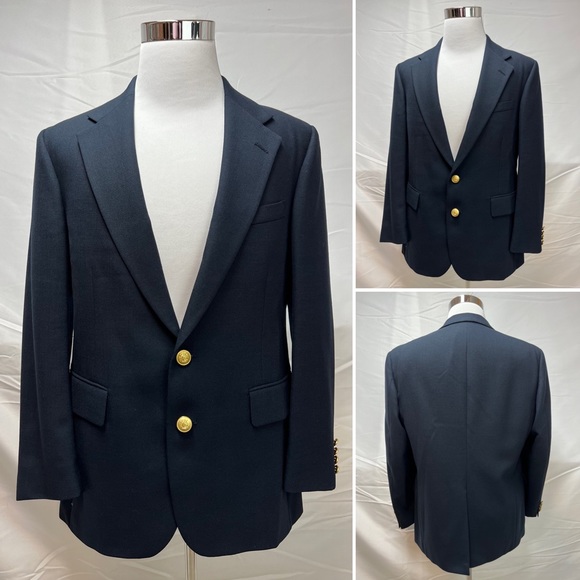 Vintage Ralph Lauren CHAPS Navy Gold Horse Head 2-Button 40R Sport Coat Jacket - Picture 4 of 7